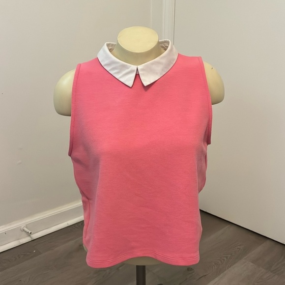 Zara Pink Collared Tank Top Size Large - Picture 1 of 4